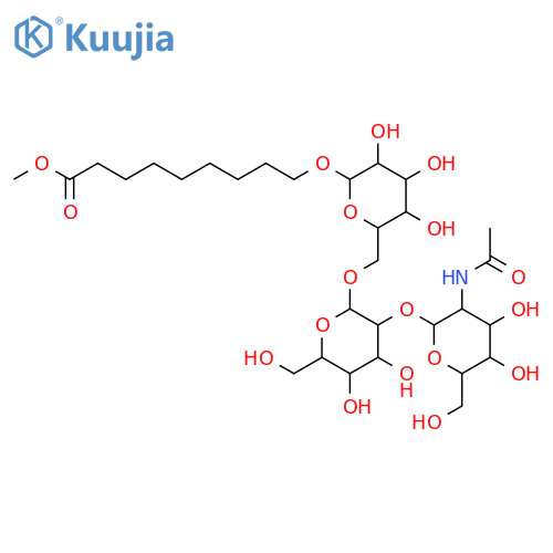 Nonanoic acid,9-[[O-2-(acetylamino)-2-deoxy-b-D-glucopyranosyl-(1&reg;2)-O-a-D-mannopyranosyl-(1&reg;6)-b-D-mannopyranosyl]oxy]-, methyl ester structure