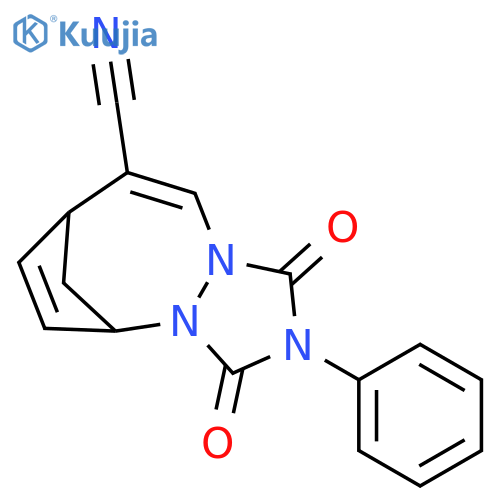 5,8-Methano-1H-[1,2,4]triazolo[1,2-a][1,2]diazocine-9-carbonitrile, 2,3,5,8-tetrahydro-1,3-dioxo-2-phenyl- structure