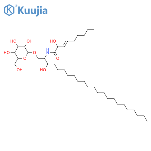2-Amino-9-tricosene-1,3-diol; (2ξ,3ξ,9Z)-form, N-(2ξ-Hydroxy-3E-nonenoyl), 1-O-β-D-glucopyranoside structure