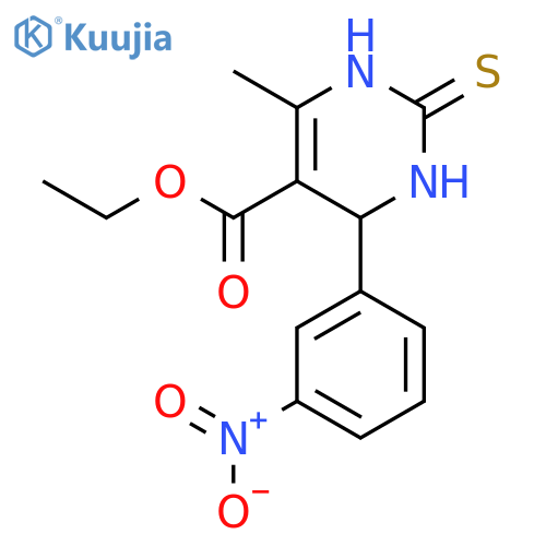 ethyl 6-methyl-4-(3-nitrophenyl)-2-sulfanylidene-1,2,3,4-tetrahydropyrimidine-5-carboxylate structure