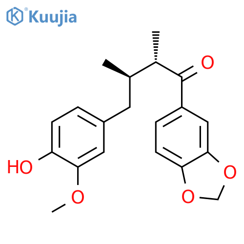 1-Butanone,1-(1,3-benzodioxol-5-yl)-4-(4-hydroxy-3-methoxyphenyl)-2,3-dimethyl-, (2S,3R)- structure