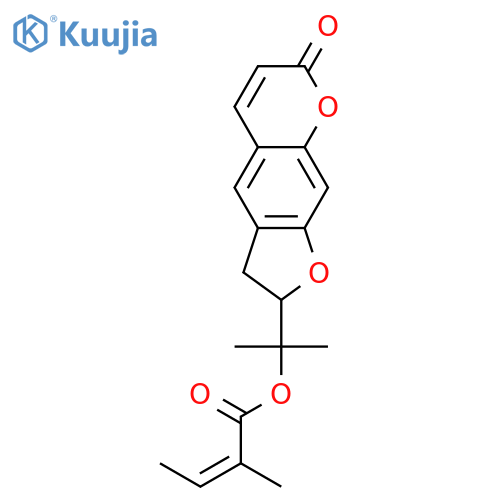 2-[(2R)-7-oxo-2,3-dihydro-7H-furo[3,2-g]chromen-2-yl]propan-2-yl (2E)-2-methylbut-2-enoate structure