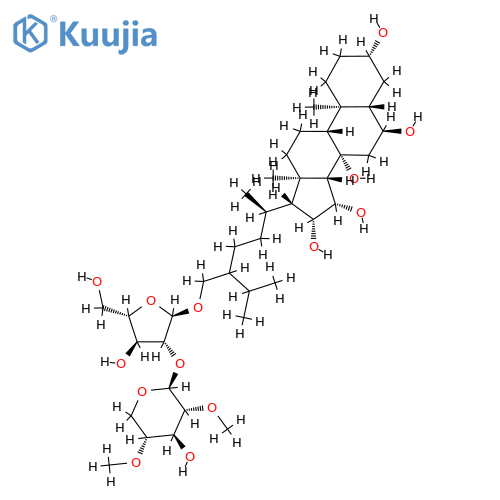 Ergostane-3,6,8,15,16-pentol,28-[[2-O-(2,4-di-O-methyl-b-D-xylopyranosyl)-a-L-arabinofuranosyl]oxy]-, (3b,5a,6a,15b,16b,24x)- (9CI) structure
