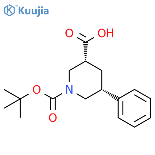 rac-(3R,5R)-1-(tert-butoxy)carbonyl-5-phenylpiperidine-3-carboxylic acid structure