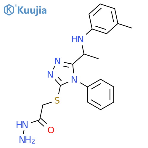 2-(5-{1-(3-Methylphenyl)aminoethyl}-4-phenyl-4H-1,2,4-triazol-3-yl)thioacetohydrazide structure