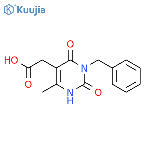 (3-benzyl-6-methyl-2,4-dioxo-1,2,3,4-tetrahydropyrimidin-5-yl)acetic acid structure