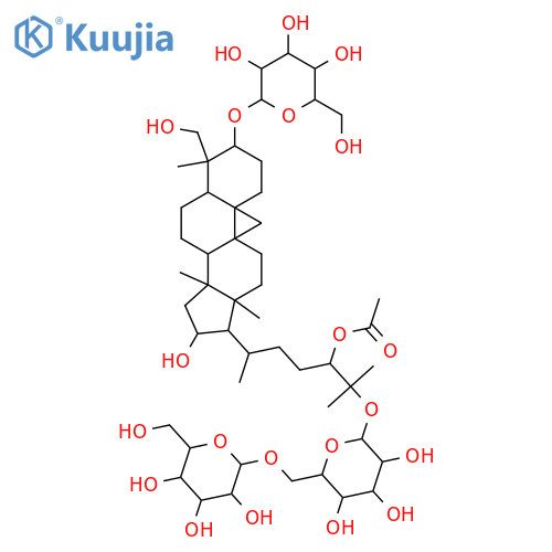 Cycloartane-3,16,24,25,29-pentol; (3β,16β,24S)-form, 24-Ac, 3-O-β-D-glucopyranoside, 25-O-[β-D-glucopyranosyl-(1→6)-β-D-glucopyranoside] structure