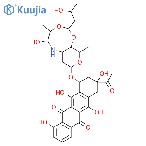 5,12-Naphthacenedione,8-acetyl-7,8,9,10-tetrahydro-1,6,8,11-tetrahydroxy-10-[[octahydro-5-hydroxy-2-(2-hydroxypropyl)-4,10-dimethylpyrano[3,4-d]-1,3,6-dioxazocin-8-yl]oxy]-(9CI) structure