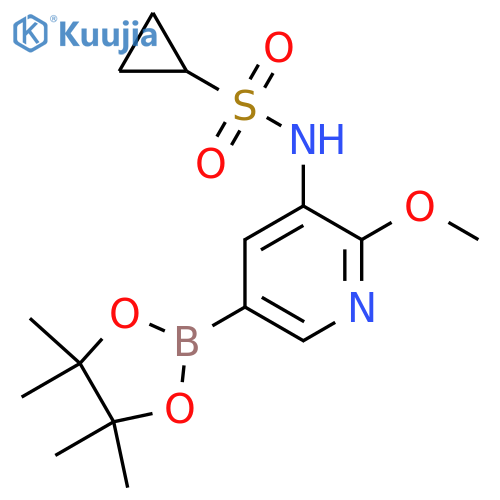 N-(2-Methoxy-5-(4,4,5,5-tetramethyl-1,3,2-dioxaborolan-2-yl)pyridin-3-yl)cyclopropanesulfonamide structure