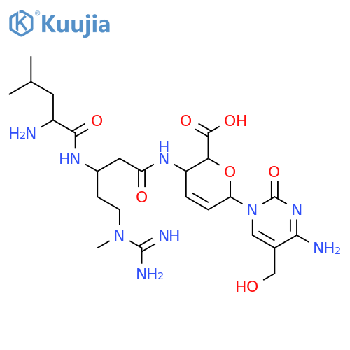 Hex-2-enopyranuronicacid,1-[4-amino-5-(hydroxymethyl)-2-oxo-1(2H)-pyrimidinyl]-4-[[5-[(aminoiminomethyl)methylamino]-3-[(2-amino-4-methyl-1-oxopentyl)amino]-1-oxopentyl]amino]-1,2,3,4-tetradeoxy- structure