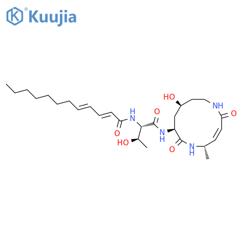 2,4-Dodecadienamide,N-[(1S,2R)-2-hydroxy-1-[[[(3E,5S,8S,10S)-10-hydroxy-5-methyl-2,7-dioxo-1,6-diazacyclododec-3-en-8-yl]amino]carbonyl]propyl]-,(2E,4E)- structure