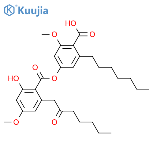 Benzoic acid,2-heptyl-4-[[2-hydroxy-4-methoxy-6-(2-oxoheptyl)benzoyl]oxy]-6-methoxy- structure