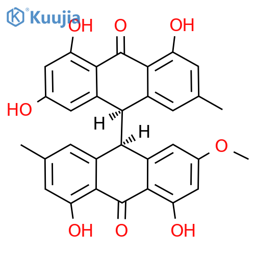 rel-(-)-(9R,9'R)-2,4,4',5,5'-Pentahydroxy-2'-methoxy-7,7'-dimethyl[9,9'-bianthracene]-10,10'(9H,9'H)-dione structure