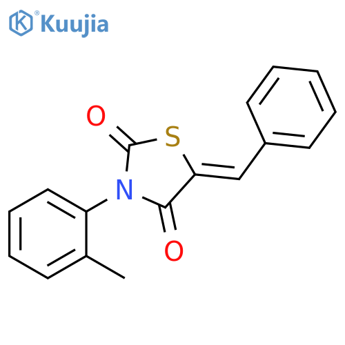 (5Z)-3-(2-methylphenyl)-5-(phenylmethylidene)-1,3-thiazolidine-2,4-dione structure