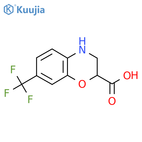 7-(Trifluoromethyl)-3,4-dihydro-2H-1,4-benzoxazine-2-carboxylic acid structure