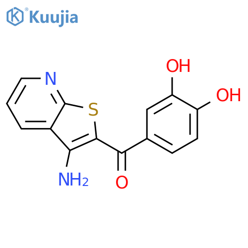 4-{3-aminothieno[2,3-b]pyridine-2-carbonyl}benzene-1,2-diol structure