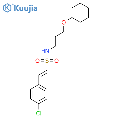 2-(4-chlorophenyl)-N-[3-(cyclohexyloxy)propyl]ethene-1-sulfonamide structure