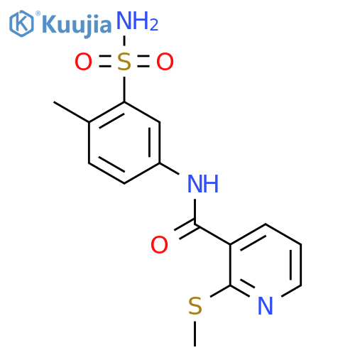 N-(4-methyl-3-sulfamoylphenyl)-2-(methylsulfanyl)pyridine-3-carboxamide structure