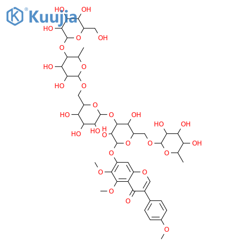 4',5,6,7-Tetrahydroxyisoflavone; 4',5,6-Tri-Me ether, 7-O-[β-D-glucopyranosyl-(1→4)-α-L-rhamnopyranosyl-(1→6)-β-D-glucopyranosyl-(1→3)-[α-L-rhamnopyranosyl-(1→6)]-β-D-glucopyranoside] structure