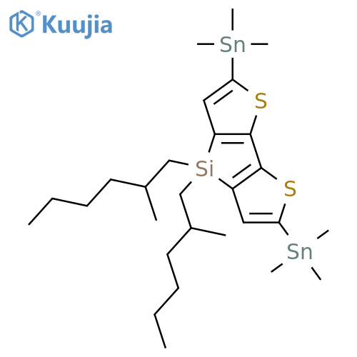 4H-Silolo[3,2-b:4,5-b']dithiophene, 4,4-bis(2-ethylhexyl)-2,6-bis(trimethylstannyl)- structure