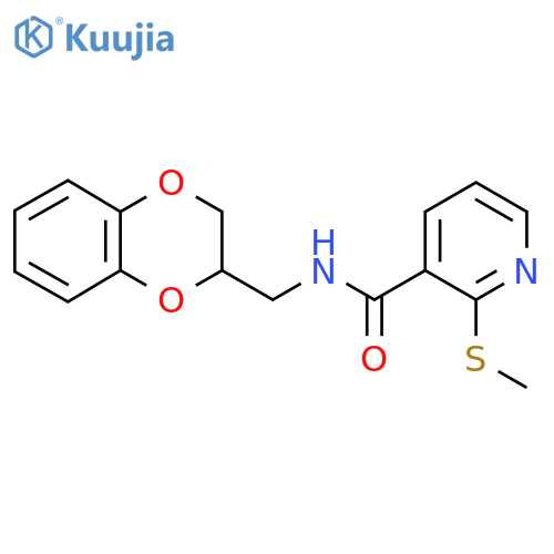 N-[(2,3-dihydro-1,4-benzodioxin-2-yl)methyl]-2-(methylsulfanyl)pyridine-3-carboxamide structure