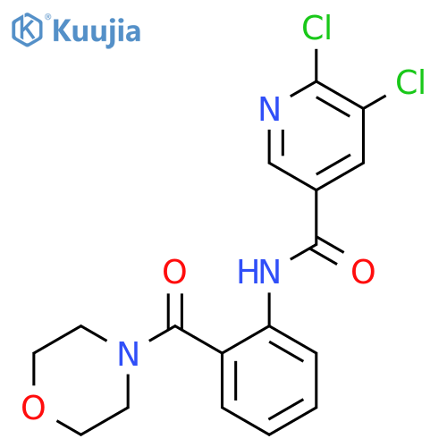 5,6-dichloro-N-[2-(morpholine-4-carbonyl)phenyl]pyridine-3-carboxamide structure
