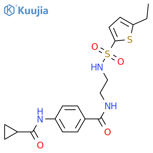 4-cyclopropaneamido-N-[2-(5-ethylthiophene-2-sulfonamido)ethyl]benzamide structure