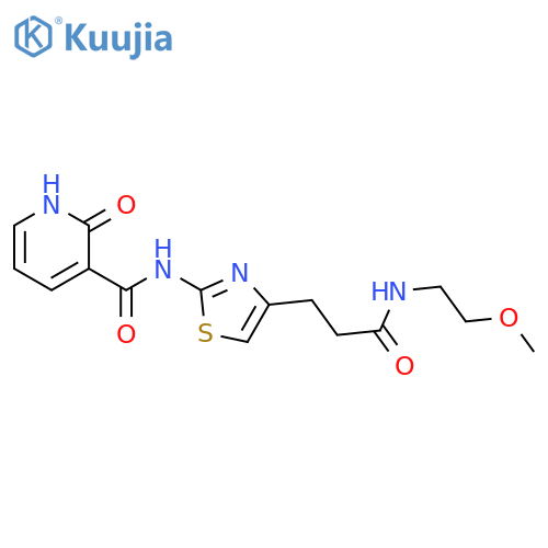 N-(4-{2-[(2-methoxyethyl)carbamoyl]ethyl}-1,3-thiazol-2-yl)-2-oxo-1,2-dihydropyridine-3-carboxamide structure