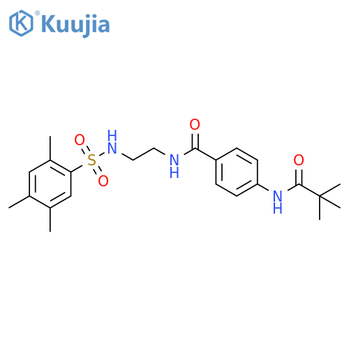 4-(2,2-dimethylpropanamido)-N-[2-(2,4,5-trimethylbenzenesulfonamido)ethyl]benzamide structure