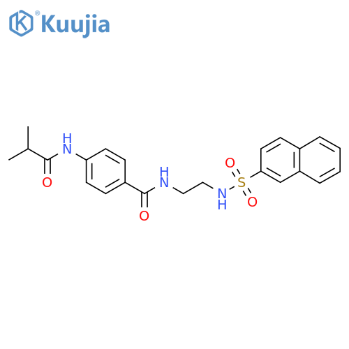 4-(2-methylpropanamido)-N-[2-(naphthalene-2-sulfonamido)ethyl]benzamide structure