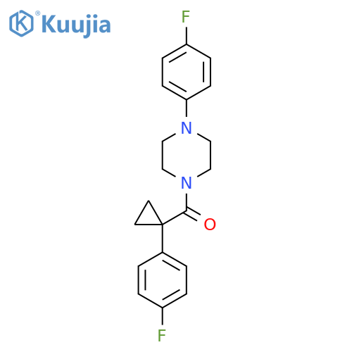 1-(4-fluorophenyl)-4-[1-(4-fluorophenyl)cyclopropanecarbonyl]piperazine structure