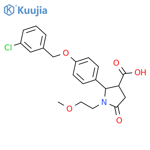 2-[4-(3-Chloro-benzyloxy)-phenyl]-1-(2-methoxy-ethyl)-5-oxo-pyrrolidine-3-carboxylic acid structure