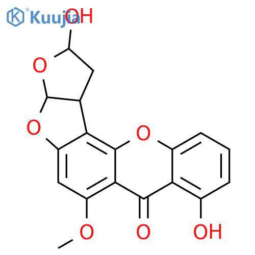 7H-Furo[3',2':4,5]furo[2,3-c]xanthen-7-one,1,2,3a,12c-tetrahydro-2,8-dihydroxy-6-methoxy-, (2R,3aS,12cS)- (9CI) structure