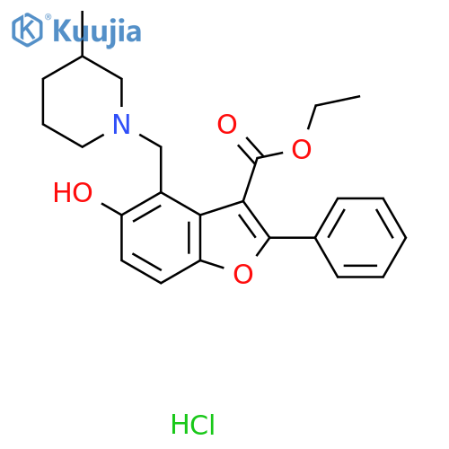 ethyl 5-hydroxy-4-[(3-methylpiperidin-1-yl)methyl]-2-phenyl-1-benzofuran-3-carboxylate hydrochloride structure