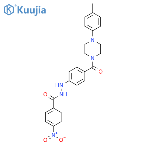 Benzoic acid, 4-nitro-, 2-[4-[[4-(4-methylphenyl)-1-piperazinyl]carbonyl]phenyl]hydrazide structure