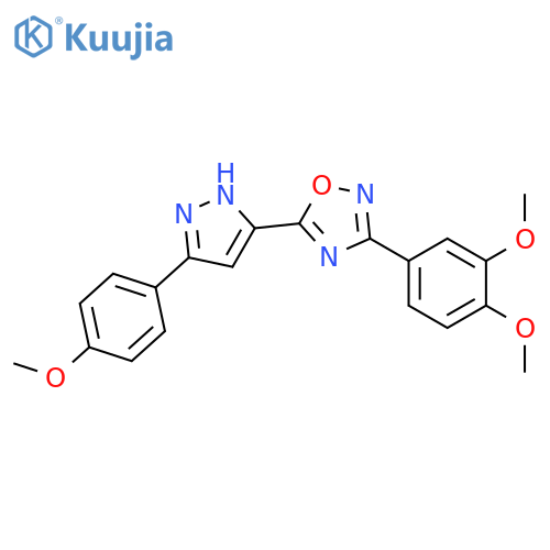 3-(3,4-dimethoxyphenyl)-5-[3-(4-methoxyphenyl)-1H-pyrazol-5-yl]-1,2,4-oxadiazole structure