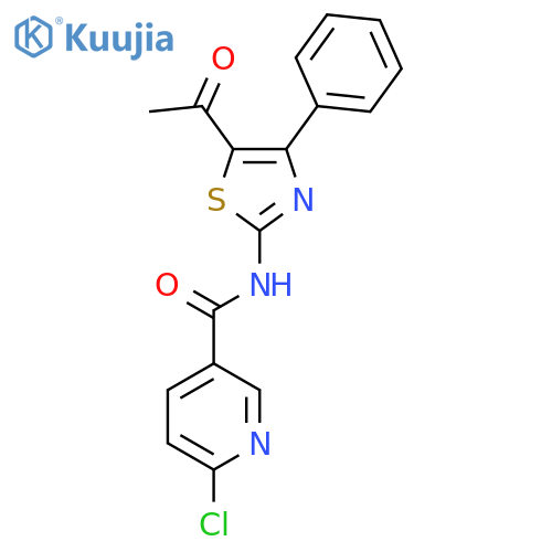 N-(5-acetyl-4-phenyl-1,3-thiazol-2-yl)-6-chloropyridine-3-carboxamide structure