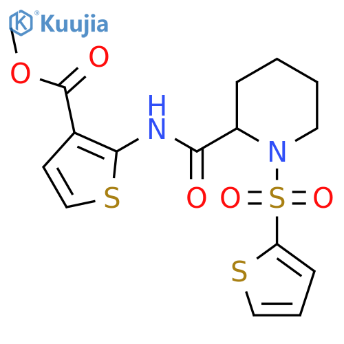 methyl 2-[1-(thiophene-2-sulfonyl)piperidine-2-amido]thiophene-3-carboxylate structure