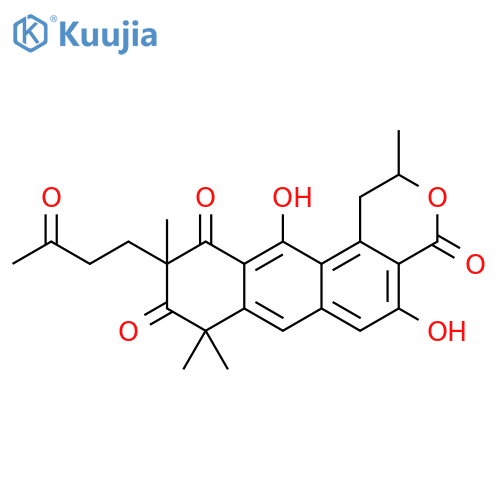 2H-Anthra[2,1-c]pyran-4,9,11(1H,8H,10H)-trione,5,12-dihydroxy-2,8,8,10-tetramethyl-10-(3-oxobutyl)- (9CI) structure