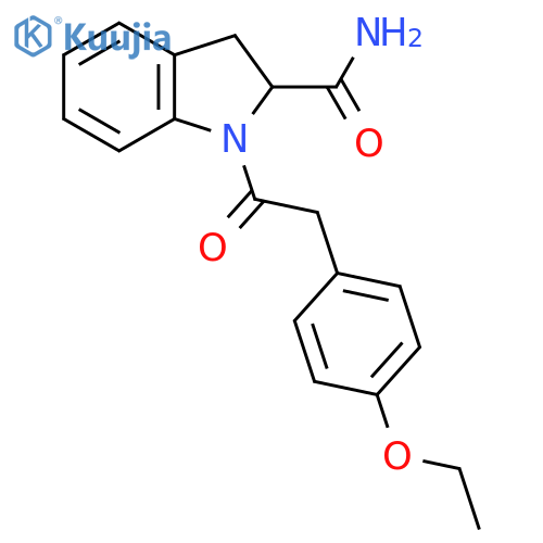 1-[2-(4-ethoxyphenyl)acetyl]-2,3-dihydro-1H-indole-2-carboxamide structure