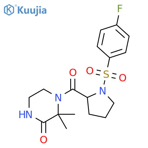 4-1-(4-fluorobenzenesulfonyl)pyrrolidine-2-carbonyl-3,3-dimethylpiperazin-2-one structure
