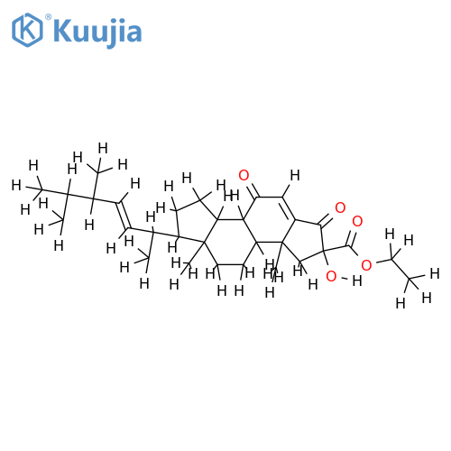2beta-hydroxy-4,7-diketo-24R-methyl-A-norcholest-5,22(E)-diene-2-oic acid ethyl ester structure