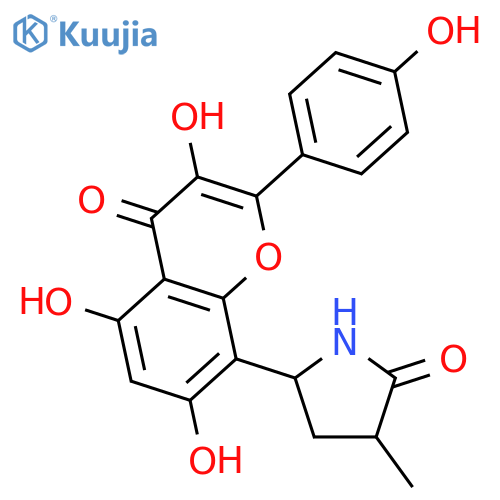 2-Pyrrolidinone,3-methyl-5-[3,5,7-trihydroxy-2-(4-hydroxyphenyl)-4-oxo-4H-1-benzopyran-8-yl]-(9CI) structure