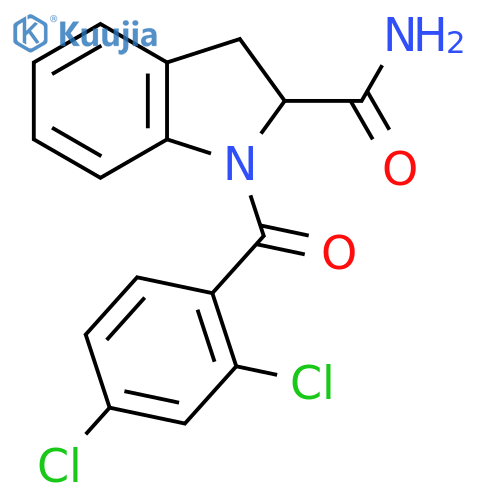 1-(2,4-dichlorobenzoyl)-2,3-dihydro-1H-indole-2-carboxamide structure