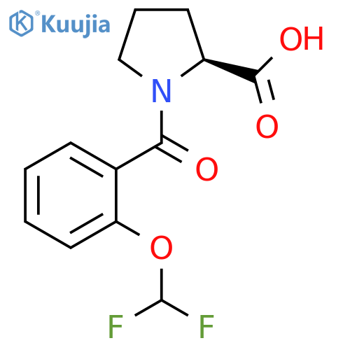 1-[2-(difluoromethoxy)benzoyl]pyrrolidine-2-carboxylic acid structure