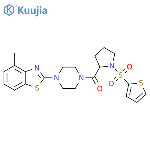 4-methyl-2-{4-[1-(thiophene-2-sulfonyl)pyrrolidine-2-carbonyl]piperazin-1-yl}-1,3-benzothiazole structure