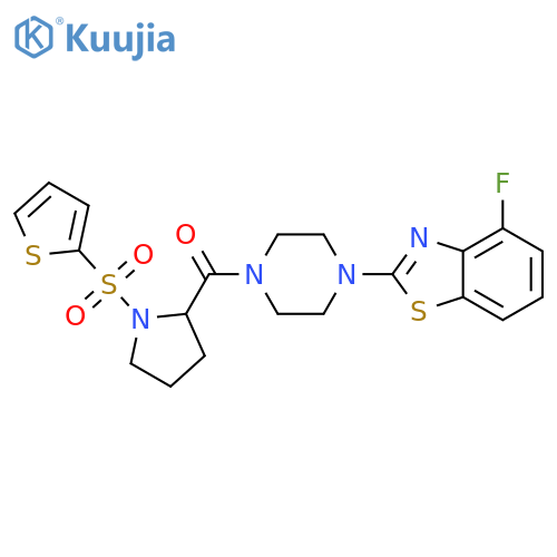 4-fluoro-2-{4-[1-(thiophene-2-sulfonyl)pyrrolidine-2-carbonyl]piperazin-1-yl}-1,3-benzothiazole structure