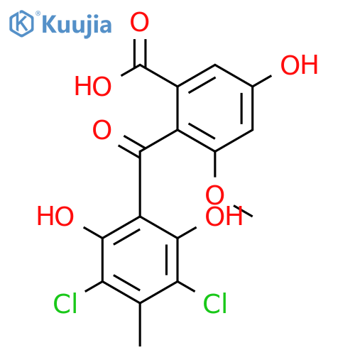 Benzoic acid,2-(3,5-dichloro-2,6-dihydroxy-4-methylbenzoyl)-5-hydroxy-3-methoxy- structure