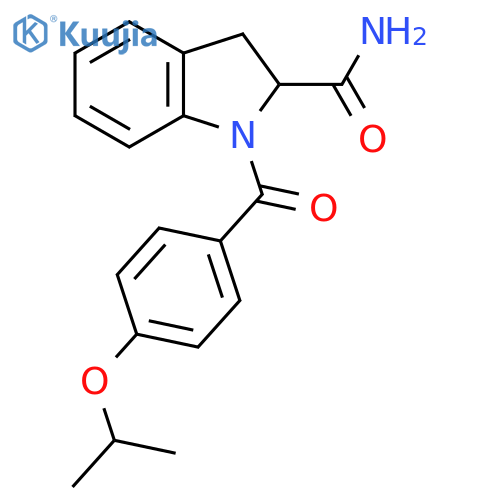 1-[4-(propan-2-yloxy)benzoyl]-2,3-dihydro-1H-indole-2-carboxamide structure