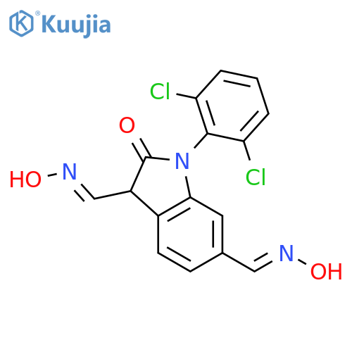 1H-Indole-3,6-dicarboxaldehyde,1-(2,6-dichlorophenyl)-2,3-dihydro-2-oxo-, 3,6-dioxime structure